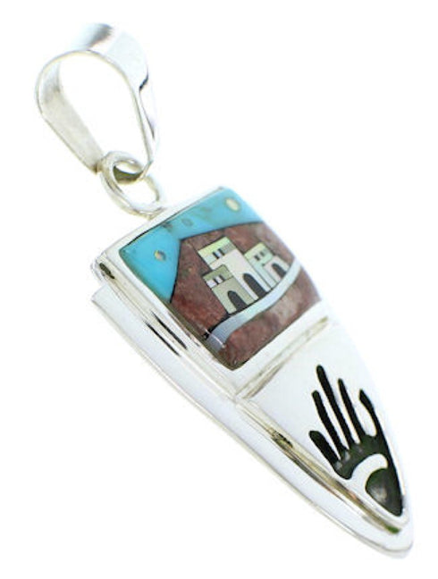 Native American Pueblo Or Village Design Multicolor Pendant YS73207